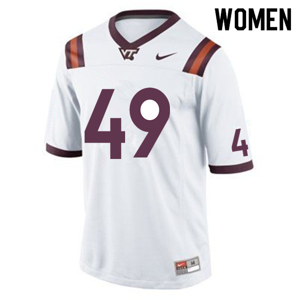 Women #49 William Kakavitsas Virginia Tech Hokies College Football Jerseys Sale-White - Click Image to Close